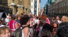 Protesters stage lively demonstration outside LGBT awards over fossil fuel ties