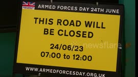 National Armed forces Day Final preparation 23rd June 2023. Quaker peace protest. The Moor and Event Square Falmouth Cornwall UK