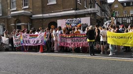 Protestors from the LGBT community protest outside the annual LGBT Awards in London. They was protesting against some of the corporate sponsors  of the event