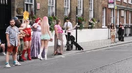 One 9f the LGBT protestors who was protesting against this year's LGBT awards performs a pole dance outside the venue where the awards was being held