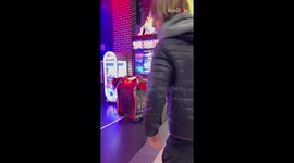 Boy overestimating his strength gets humbled by kickboxing machine