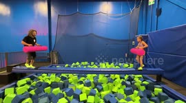 Canadian dad has epic fail jousting with daughter at the trampoline house