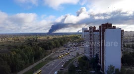 The war in Ukraine. Rocket attacks on infrastructure and residential areas in Kyiv. A rocket explosion near a thermal power station in a residential area of Kyiv.