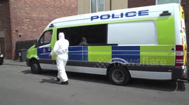 Forensics spotted outside Sarah Henshaw's home in Ilkeston, England
