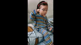 One year old girl from Malaysia make up with eyebrow pencil