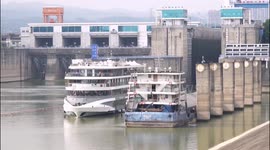 A Ship Passes Through The Gezhouba Dam Shiplock in Yichang, China