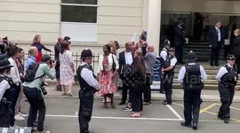 Matt Hancock leaves COVID inquiry hearing amid protests
