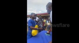 Victor Osimhen: Wholesome clip shows young Nigerian fan get emotional after meeting Serie A star in Lagos (additional footage)