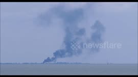 Large smoke plume from MoD Weapons testing in Essex, UK