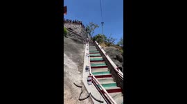 Bicyclist Fails to Make It Down Stairs