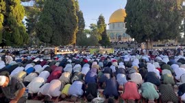 Palestinian Muslims join Eid al-Adha prayer in Jerusalem