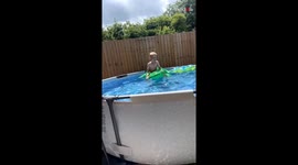 Mom bursts into laughter as son SUDDENLY gets flipped over into the water