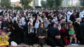 Palestinian Muslims attend prayer of Eid al-Adha in Gaza