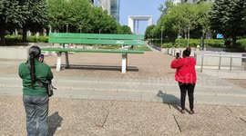 Giant bench popped in Paris La Defense, France, 27 june 2023