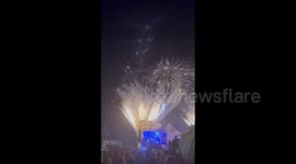 Fireworks light up sky during Elton John's performance at Glastonbury