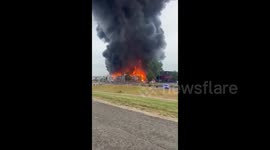 Massive fire destroys wood storage facility in Rotterdam, Netherlands