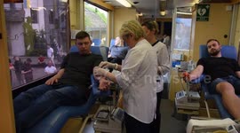 Blood collection for the Ukrainian military in Lviv, Ukraine