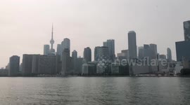 Toronto Skyline in Haze from Wild Fire Smoke