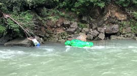 Chinese girl swept away while drifting, grabs tree branch to survive raging river
