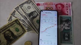 Chinese Yuan and U.S. Dollar in Yichang, China