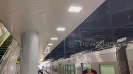 Water leaks from ceiling at Shin-Osaka Station, Japan