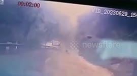 Six killed as massive rocks plummet onto bus from hill in China