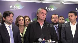 Jair Bolsonaro Speaks at A Press Conference at ALESP in Sao Paulo, Brazil