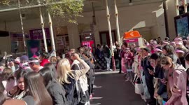 Large crowds attend Barbie movie fan event in Pitt Street Mall, Sydney, Australia