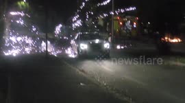 French protesters throw fireworks targeting police vehicles and officers