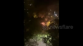 Street Fire Due to Riots in Paris, France