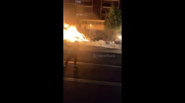 France unrest: Dramatic closeup footage shows protesters shooting fireworks