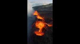 Drone Flies Over Active Icelandic Volcano