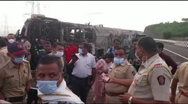26 dead after passenger bus caught fire after it hit a pole on Maharashtra expressway