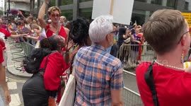 London Pride Participant dressed as nun mocks religious anti-LGBT protesters at parade
