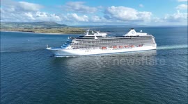 Drone Footage Of Beautiful Cruise Ship - Largest To Visit Lough Foyle During A Cruise Ship Boom