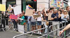 Anti gay protesters get a strong reaction from people on the Pride In London March. The anti gay protestors was annoying the people attending Pride as they was having their lifestyle derided.