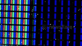 Microscope close-up view of tv screen. (Model Listo Cac 843 TV LED 24HD ). 1 july 2023, Paris, France