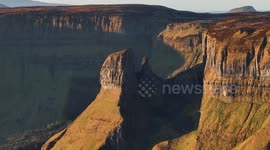 Impressive drone footage of Eagles Rock in County Leitrim, Ireland at sunrise