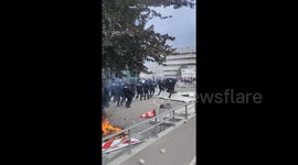 Police force charges demonstrators in violent clashes in Nanterre, France
