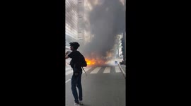Many cars are set on fire in Nanterre (France), during clashes between police and demonstrators.