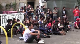 Protests of high school students against the reform of the new high school in Sao Paulo, Brazil