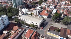 aerial view of the catholic church in the center of the city of cambui minas Gerais brazil