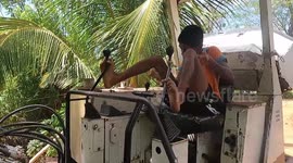 How a 21-year-old boy without hands works with an excavator in sri lanka