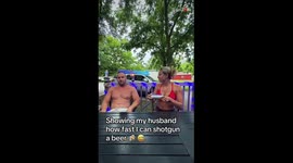 Chill Wife pranks her husband with a beer can *Hilariously Harmless Prank*