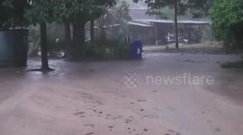 Monsoon rains trigger flash floods inundating villages in southern Thailand
