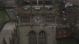 clock tower top to down tite shot drone none edit