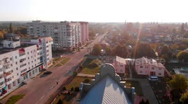 4К. Aerial view. The beautiful ancient picturesque town of Korosten. Zhytomyr region, Ukraine.