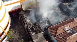 São Paulo Brazil. Large fire hits religious articles store in Vila Guilherme