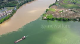 Clear And Turbid Landscape In Sanjiang Estuary in Nanning, China