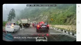 Dashboard camera footage shows Giant boulder crush cars after landslide in Nagaland